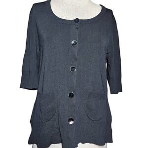 Chicos Black Button Cardigan Sweater Size Medium